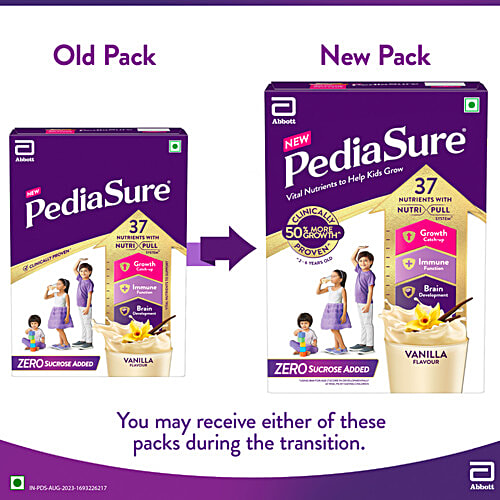 Pediasure Zero Sucrose Nutrition Drink - Vanilla Flavour, Nutrition For Kids Growth, 400 g Box Contains Zero Sugar, Scientifically Designed Nutrition For Kids