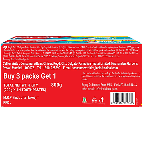 Colgate Active Salt Anticavity Toothpaste, 800 g (Buy 3 Get 1 Free) Germ Fighting Toothpaste for Healthy Gums and Teeth