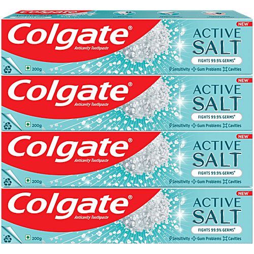 Colgate Active Salt Anticavity Toothpaste, 800 g (Buy 3 Get 1 Free) Germ Fighting Toothpaste for Healthy Gums and Teeth