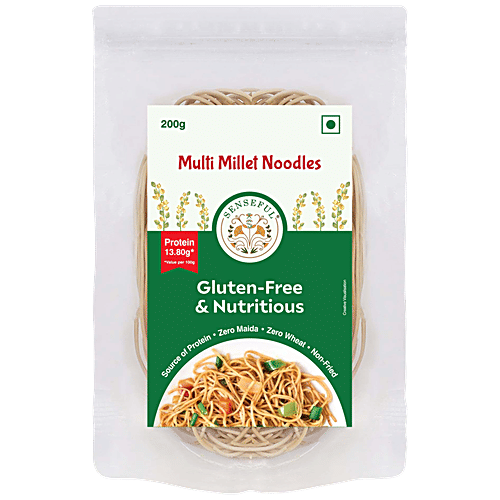Senseful Multi Millet Noodles - Gluten Free & Nutritious, Non-fried, No Cholesterol, No Transfat, 200 g Pouch 
