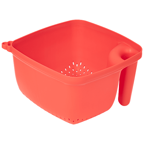 Swastik Plastic Fruit & Vegetable Colander - Red, Sturdy, Long Lasting & Durable, 1 pc  