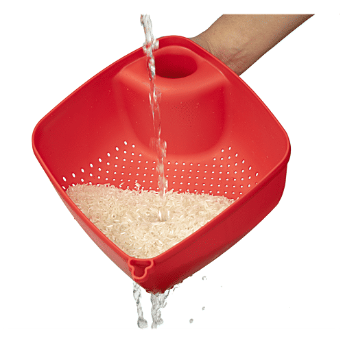 Swastik Plastic Fruit & Vegetable Colander - Red, Sturdy, Long Lasting & Durable, 1 pc  