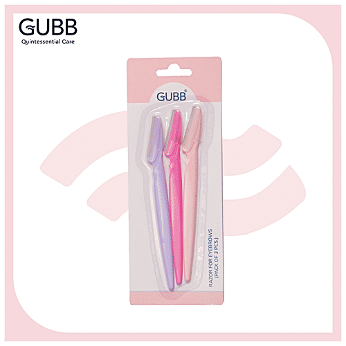 Gubb Face & Eyebrow Razor - Can Be Used On Upper Lips, Chin, Peach Fuzz, 3 pcs