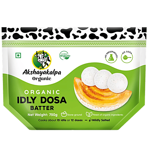 Akshayakalpa Organic Idli & Dosa Batter - Unsalted, No Soda, Healthy Breakfast, Preservatives Free, 750 g Pouch