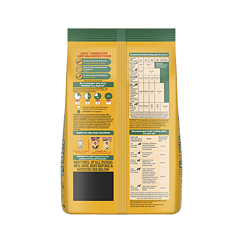 Pedigree Adult & Puppy Dry Dog Food, 100% Vegetarian, 2.8 kg, 100% Complete & Balanced Food for Dogs & Puppies, 2.8 kg Healthy Muscles & Bones, Completed & Balanced Food, Shinier Coat