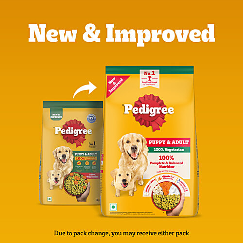 Pedigree Adult & Puppy Dry Dog Food, 100% Vegetarian, 2.8 kg, 100% Complete & Balanced Food for Dogs & Puppies, 2.8 kg Healthy Muscles & Bones, Completed & Balanced Food, Shinier Coat