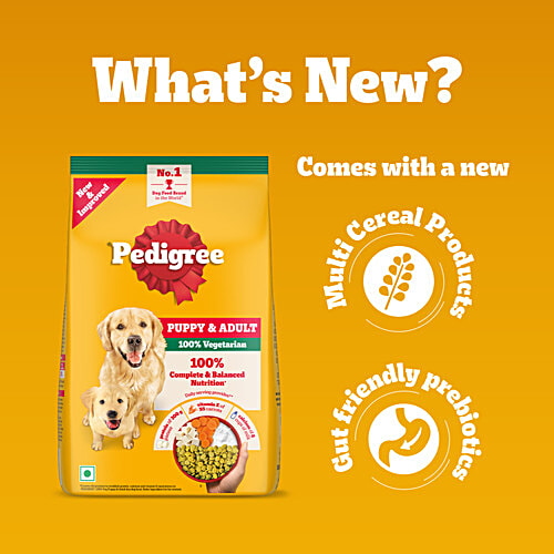 Pedigree Adult & Puppy Dry Dog Food, 100% Vegetarian, 2.8 kg, 100% Complete & Balanced Food for Dogs & Puppies, 2.8 kg Healthy Muscles & Bones, Completed & Balanced Food, Shinier Coat