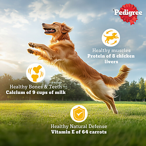 Pedigree Adult & Puppy Dry Dog Food, 100% Vegetarian, 2.8 kg, 100% Complete & Balanced Food for Dogs & Puppies, 2.8 kg Healthy Muscles & Bones, Completed & Balanced Food, Shinier Coat