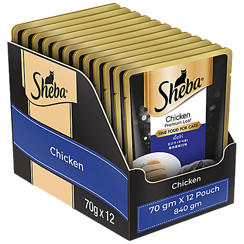 Buy SHEBA Fine Wet Cat Food With Chicken Loaf, Rich In Protein & Fibre, For Adults Online at