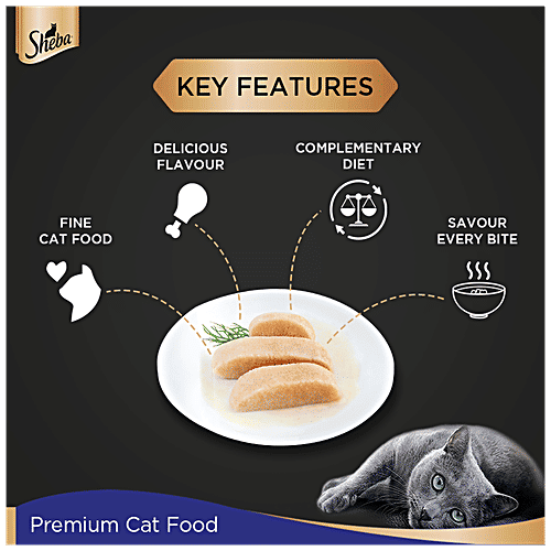 Buy SHEBA Fine Wet Cat Food With Chicken Loaf, Rich In Protein & Fibre, For Adults Online at