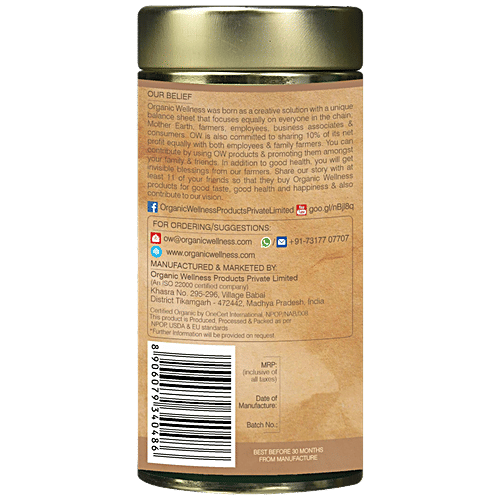 Organic Wellness Tulsi Green Tea & Saffron - Relieves Stress, Antioxidant Rich, 100 g Tin 