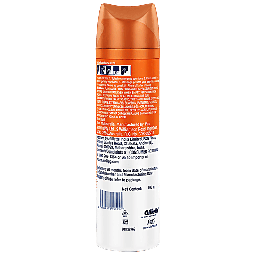 Gillette Pro Icy Cool Shave Gel - Menthol, Smooth & Refreshing, For Sensitive Skin, 195 g Bottle