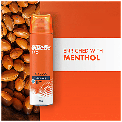 Gillette Pro Icy Cool Shave Gel - Menthol, Smooth & Refreshing, For Sensitive Skin, 195 g Bottle