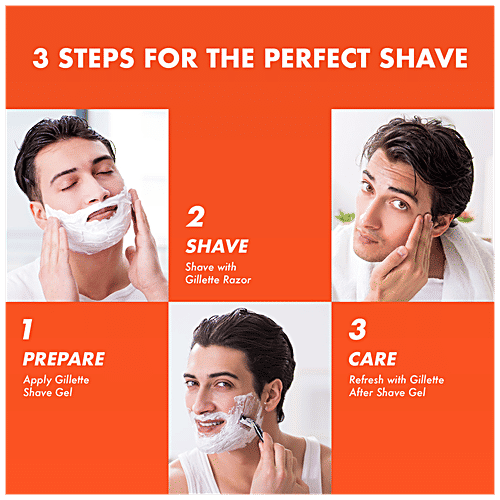 Gillette Pro Icy Cool Shave Gel - Menthol, Smooth & Refreshing, For Sensitive Skin, 195 g Bottle