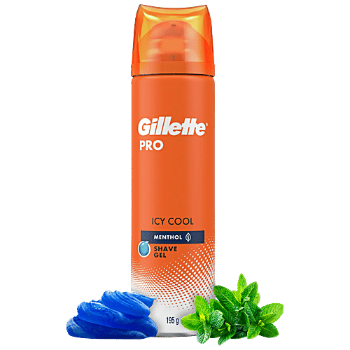 Gillette Pro Icy Cool Shave Gel - Menthol, Smooth & Refreshing, For Sensitive Skin, 195 g Bottle