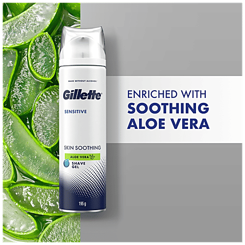 Buy Gillette Sensitive Skin Soothing Shaving Gel Aloe Vera, 3X Action