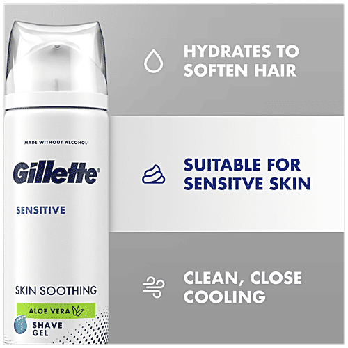 Buy Gillette Sensitive Skin Soothing Shaving Gel Aloe Vera, 3X Action
