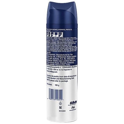 Gillette Refreshing Breeze Shave Gel - Cocoa Butter, Soothes, Hydrates & Protects Skin, 195 g Bottle 
