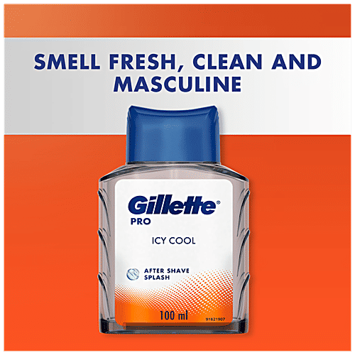 Gillette Pro After Shave Splash - Icy Cool, Soothes & Tone Skin, Provides Relief, Fresh Fragrance, 100 ml