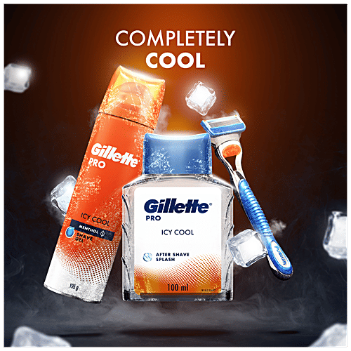 Gillette Pro After Shave Splash - Icy Cool, Soothes & Tone Skin, Provides Relief, Fresh Fragrance, 100 ml