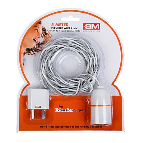 GM Parallel Wire Link With 2 Pin Plug & Pendant Holder - 5 M, Heat Resistant, 6002, 1 pc  