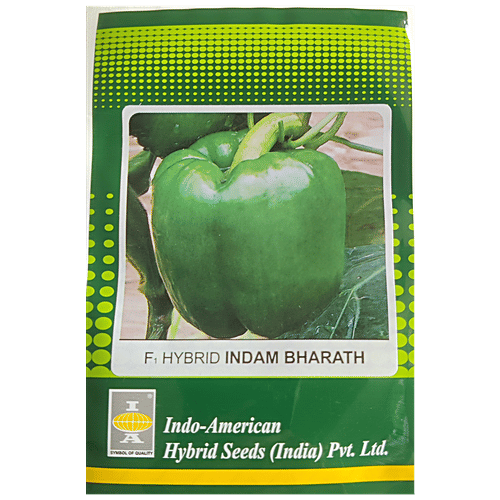 Indo American Hybrid Seeds (India) Pvt. Ltd. Capsicum Seeds - Bharath, Hybrid, High Yield, For Farms, Kitchen Garden, 1 pc 25 Seeds 