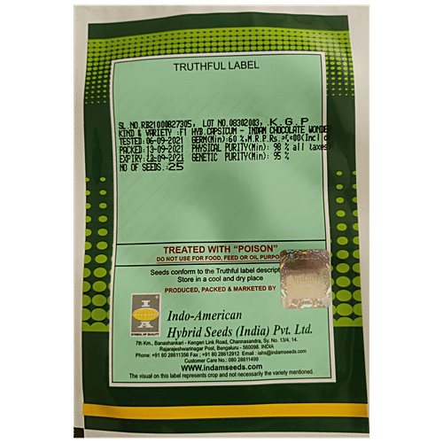 Indo American Hybrid Seeds (India) Pvt. Ltd. Capsicum Indam Chocolate Wonder Seeds - Hybrid, High Yield, For Farms, Kitchen Garden, 1 pc 25 Seeds 