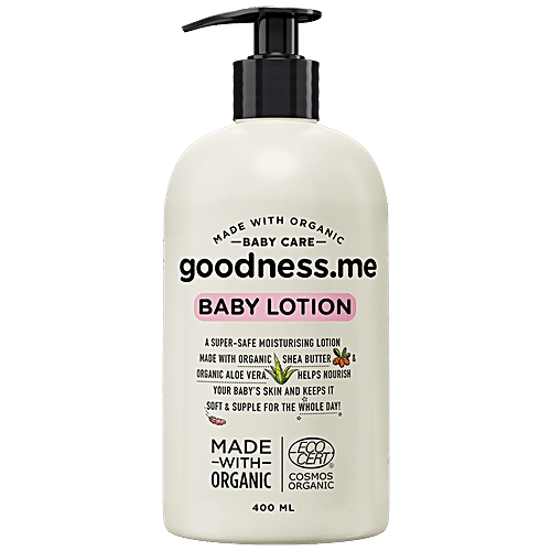 Goodnessme Organic Moisturizing Baby Lotion - For Face & Body, Pediatrician Certified, Hypoallergenic, 400 ml  