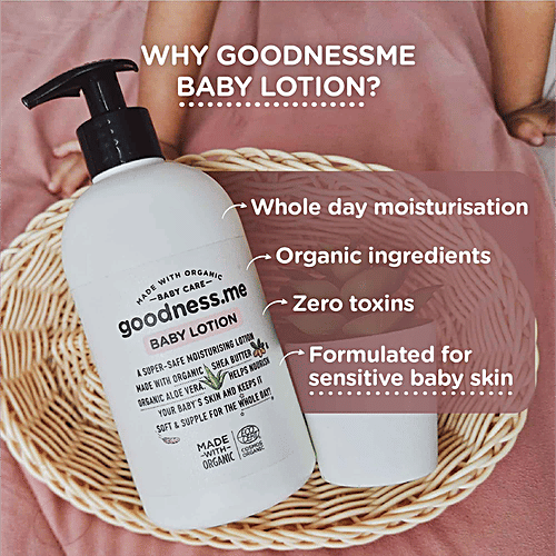Goodnessme Organic Moisturizing Baby Lotion - For Face & Body, Pediatrician Certified, Hypoallergenic, 400 ml  
