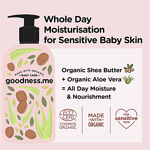 Goodnessme Organic Moisturizing Baby Lotion - For Face & Body, Pediatrician Certified, Hypoallergenic, 400 ml  
