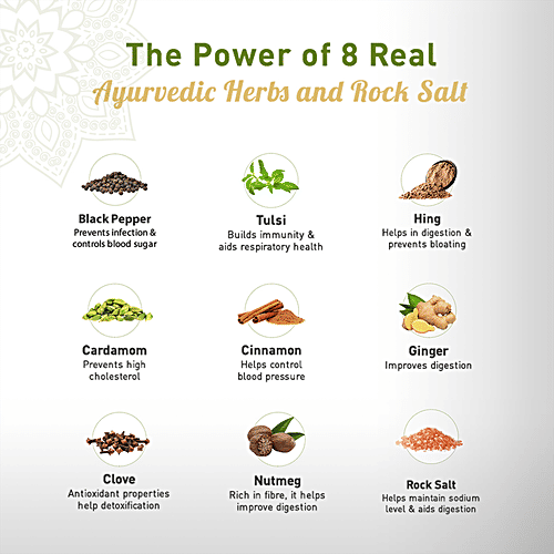 Dabur Vedic Green Tea - Detox Kahwa, 8 Real Ayurvedic Herbs & Rock Salt, Improves Digestion, 62.5 g (25 Tea Bags x 2.5 g Each) Zingy, Spicy Taste