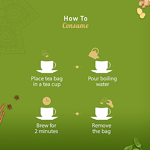 Dabur Vedic Green Tea - Detox Kahwa, 8 Real Ayurvedic Herbs & Rock Salt, Improves Digestion, 62.5 g (25 Tea Bags x 2.5 g Each) Zingy, Spicy Taste