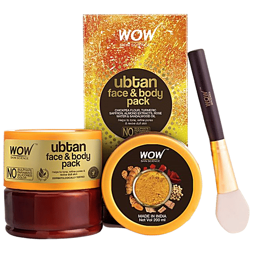 Wow Skin Science Ubtan Face & Body Pack - Helps To Tone, Refine Pores, Revive Dull Skin, 200 ml  