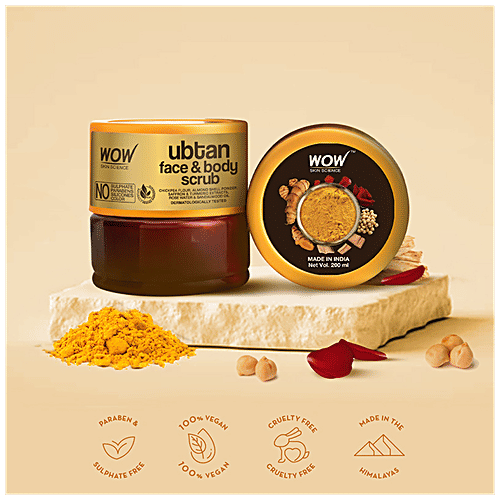 Wow Skin Science Ubtan Face & Body Scrub - Helps To Smooth, Soften, Revive Dull Skin, 200 ml  