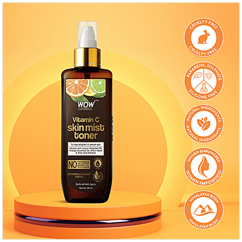 Wow Skin Science Vitamin C Skin Mist Toner - To Help Brighten & Refresh Skin, No Paraben/Silicones, 200 ml  