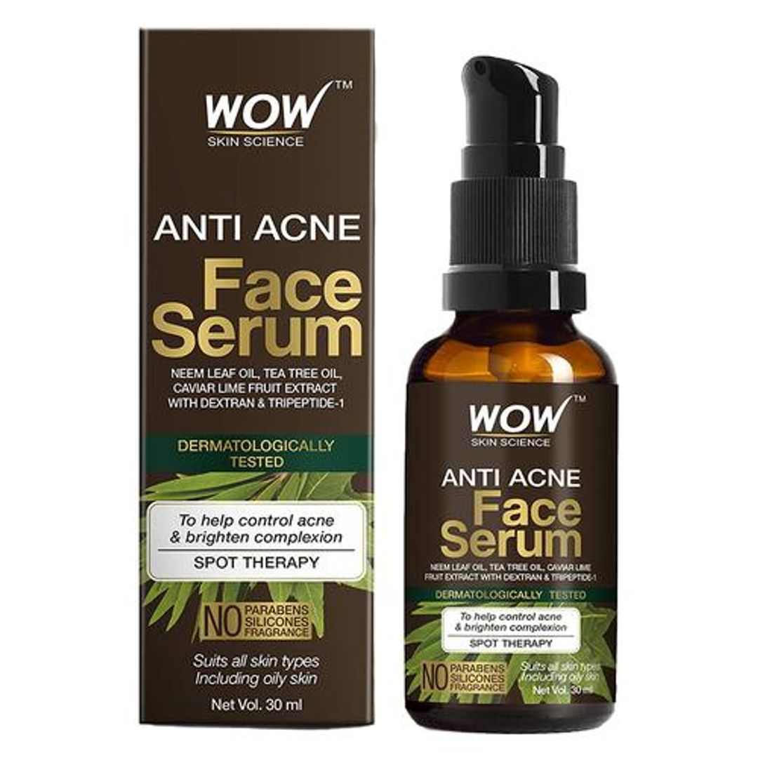 Wow Skin Science Anti-Acne Face Serum - To Help Control Acne & Brighten Complexion, Spot Therapy, 30 ml 