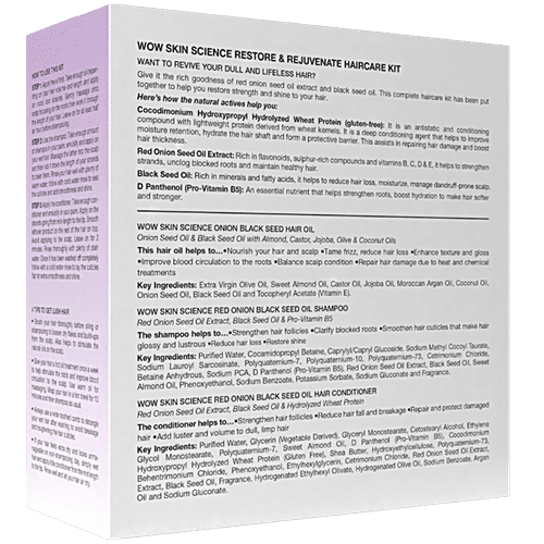 Wow Skin Science Onion Black Seed Ultimate Hair Care Kit - Shampoo + Conditioner + Hair Oil, 3 pcs (Shampoo, 300ml + Conditioner, 300ml + Oil, 200ml) 