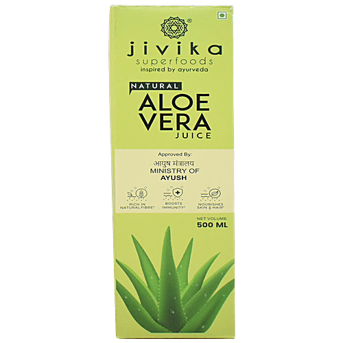 Jivika Naturals Natural Aloe Vera Juice - Rich In Fibre, Boosts Immunity, Nourishes Skin & Hair, 500 ml  