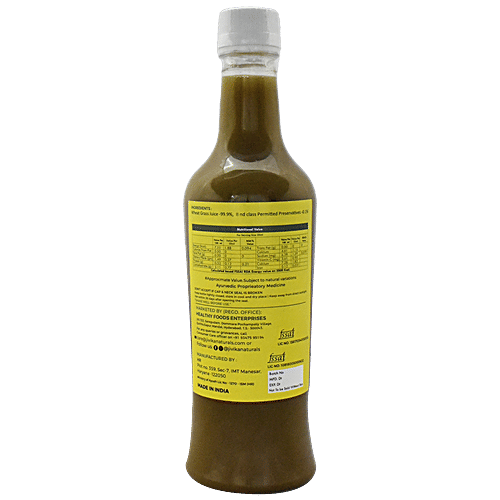 Jivika Naturals Natural Wheat Grass Juice - High In Antioxidants, Reduces Cholesterol, Regulates Blood Sugar Levels, 500 ml  