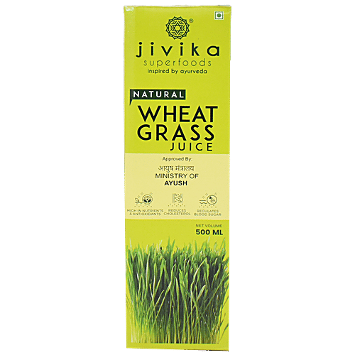 Jivika Naturals Natural Wheat Grass Juice - High In Antioxidants, Reduces Cholesterol, Regulates Blood Sugar Levels, 500 ml  