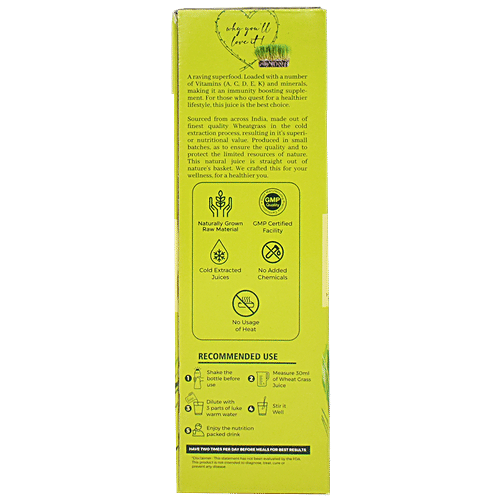 Jivika Naturals Natural Wheat Grass Juice - High In Antioxidants, Reduces Cholesterol, Regulates Blood Sugar Levels, 500 ml  