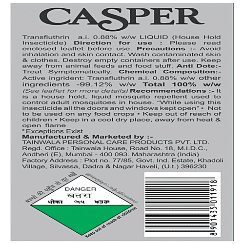 Casper Liquid Mosiquito Repellent - Fit In All Machine, Protects From Dengue & Other Diseases, 45 ml (Pack of 2) 