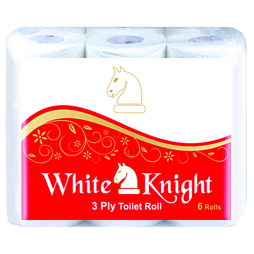 WHITE KNIGHT Toilet Rolls - 3 Ply, 6 pcs (160 Pulls) 