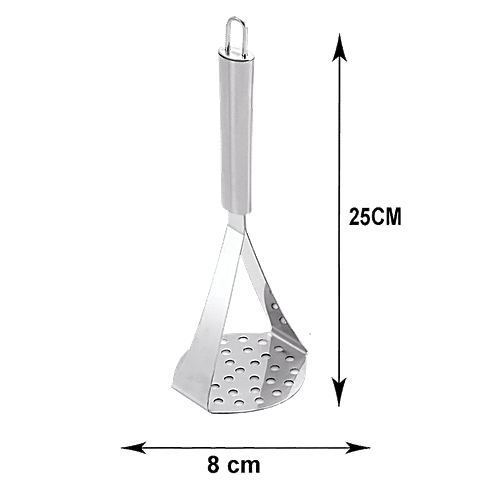 Petals Stainless Steel Vegetable Potato Pav Bhaji Masher Presser - 25 Cmx8.5 Cm, Kitchen Essential, 1 pc  