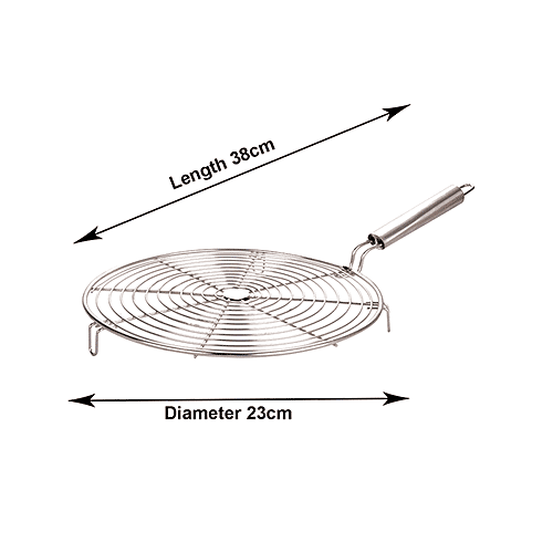 Petals Stainless Steel Barbeque/Pizza/Roti/Grill/Papad Roaster Jali, Kitchen Essential, 1 pc