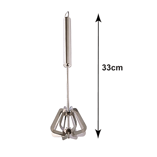 Petals Steel Manual Self Press Semi Auto Whisk/Rawai/Madhani/Hand Mixer/Blender Tool, Kitchen Essential, 1 pc