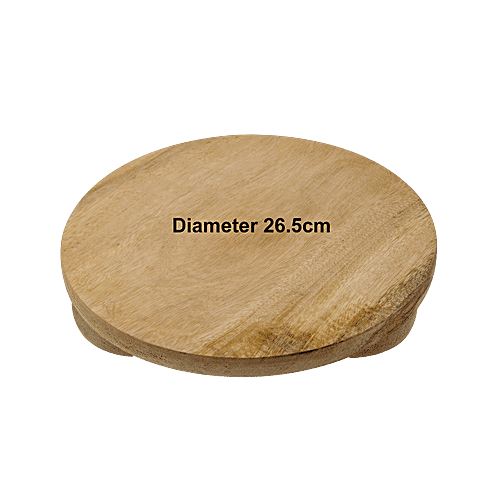 Petals Wooden Chakla/Chapati Maker/Polpat/Cutting Board - 26 Cm Diameter, Multipurpose Kitchen Essential, 1 pc  