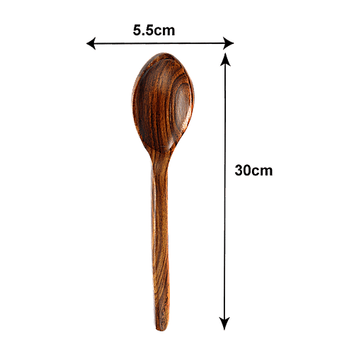 Petals Wooden Spatula - Oval Ladle/Serving/Cooking Spoon, 30 Cm Length, Kitchen Essential, 1 pc