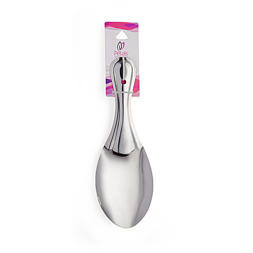 Petals Stainless Steel Cooking/Serving/Spoon Spatula - Deep Rice Salad Server, 22 Cm, Kitchen Essential, 1 pc