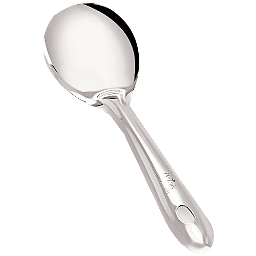 Petals Stainless Steel Cooking/Serving/Spatula - Oval Pan Spoon/Salad/Curry Server, 19 Cm, Kitchen Essential, 1 pc